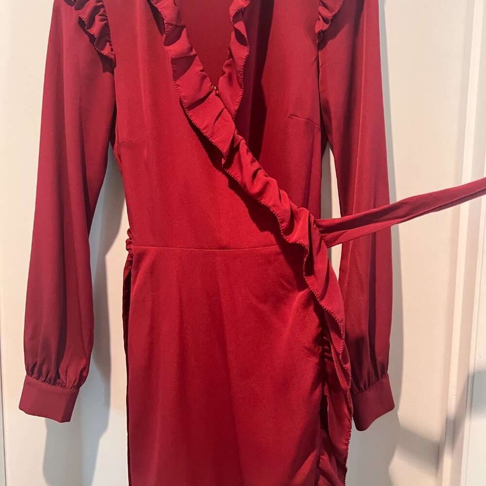 Michael Kors Ruffled Red Wrap Dress Size S